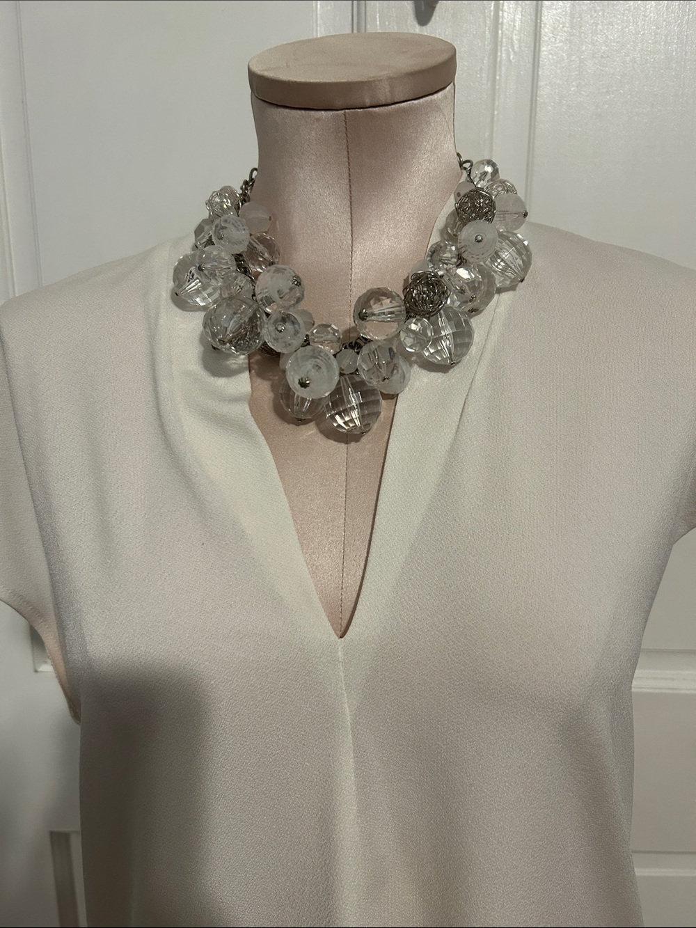 Statement Clear Crystal Cluster Necklace - Women's Jewelry - Picture 2 of 8